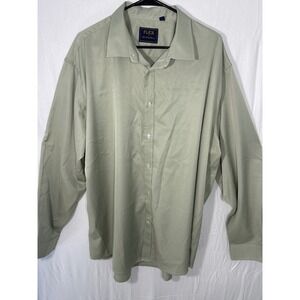 FLEX Men's Dress Shirt 3XL Button Down Long Sleeve Olive Green Office Career